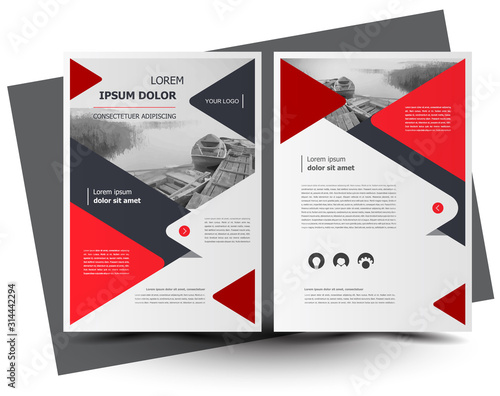 Flyer brochure design, business flyer size A4 template, creative leaflet, trend cover, red color