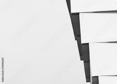 Architecture of the modern white building , Black and white style
