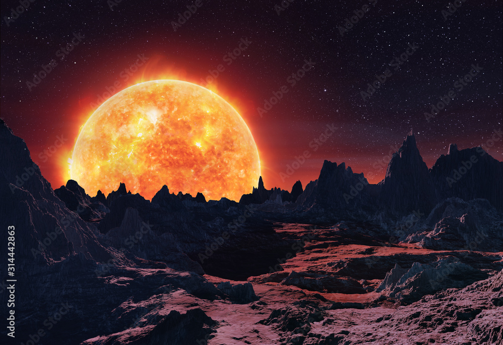 3D Rendering of Betelgeuse Red Giant Rising