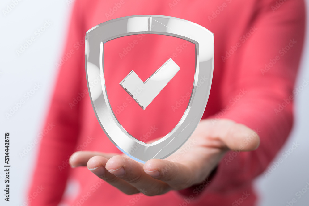 shield protection concept holding in hand shield protection concept holding in hand