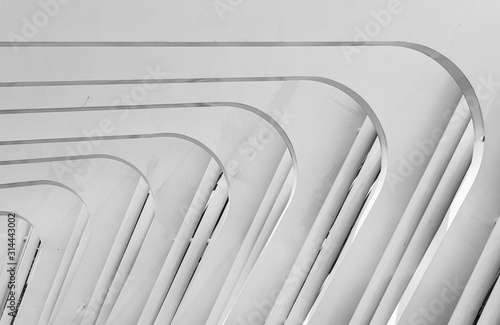 Architecture of the modern white building , Black and white style