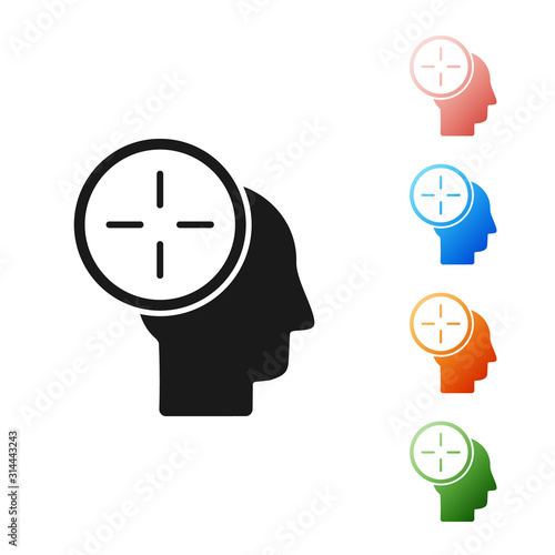 Black Head hunting concept icon isolated on white background. Business target or Employment. Human resource and recruitment for business. Set icons colorful. Vector Illustration