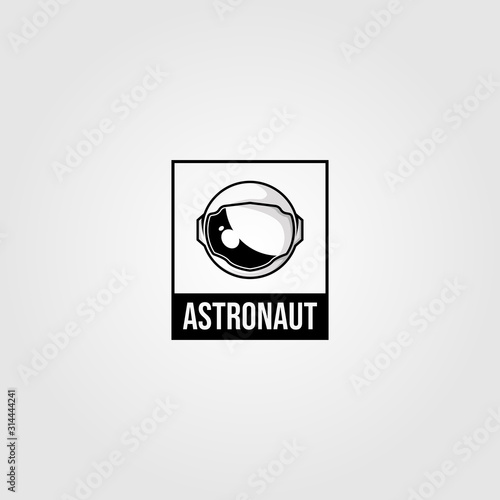 vintage astronaut helmet space travel logo vector t shirt label badge design illustration
