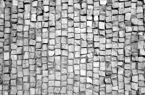 Stone pavement surface in black and white.