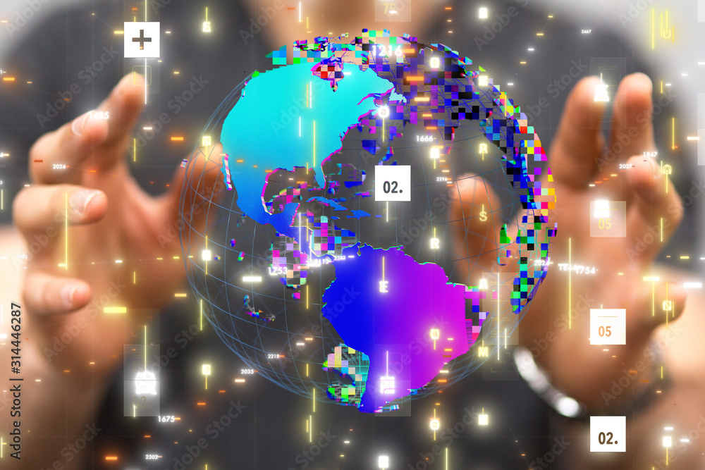 Global network connection. World map point Global network connection. World map point