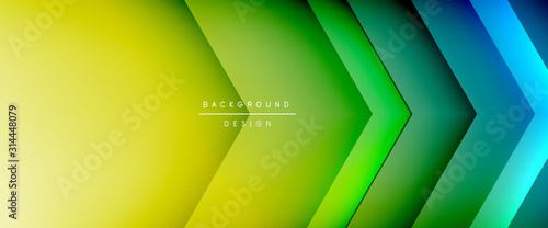 Arrow lines, technology digital template with shadows and lights on gradient background. Trendy simple fluid color gradient abstract background with dynamic straight shadow lines effect