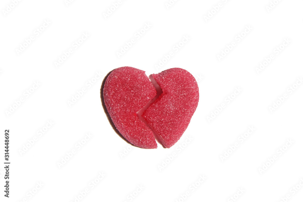 Jelly fruit broken heart for valentines day, isolated