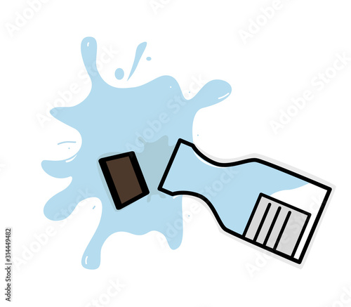 spilled a jar of medicine. vector illustration.