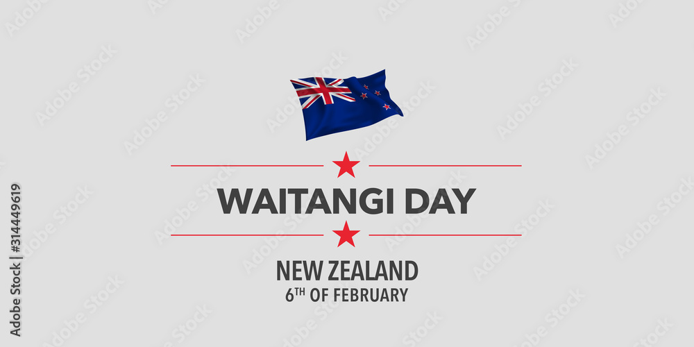 New Zealand waitangi day greeting card, banner, vector illustration New Zealand waitangi day greeting card, banner, vector illustration
