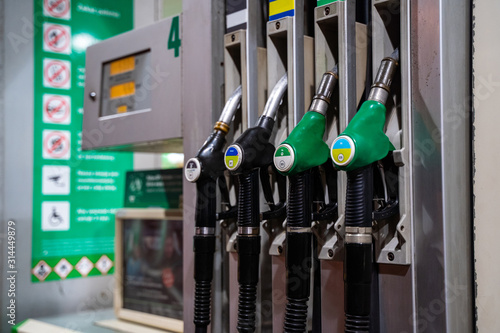Obraz na plátně Gasoline and diesel distributor at the gas station