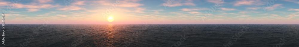 Beautiful panorama of the sea at sunset,