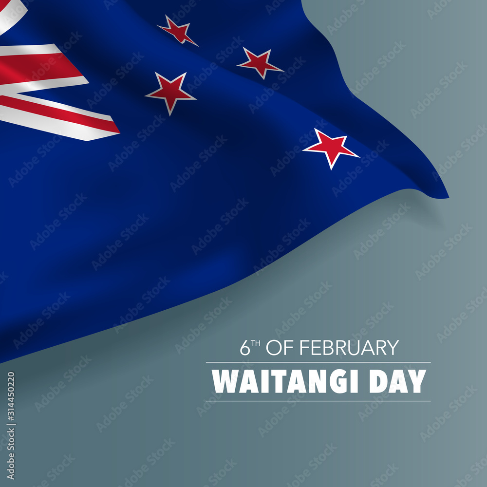 New Zealand waitangi day greeting card, banner, vector illustration
