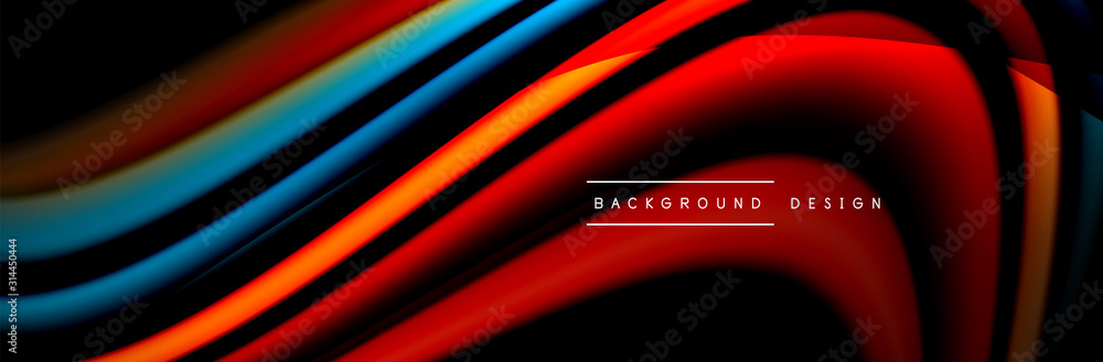 Сolorful flow poster. Wave liquid lines and shapes in black color background. Vector Illustration Сolorful flow poster. Wave liquid lines and shapes in black color background. Vector Illustration