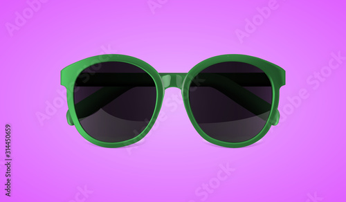 Realistic vector sunglasses isolated on purple background