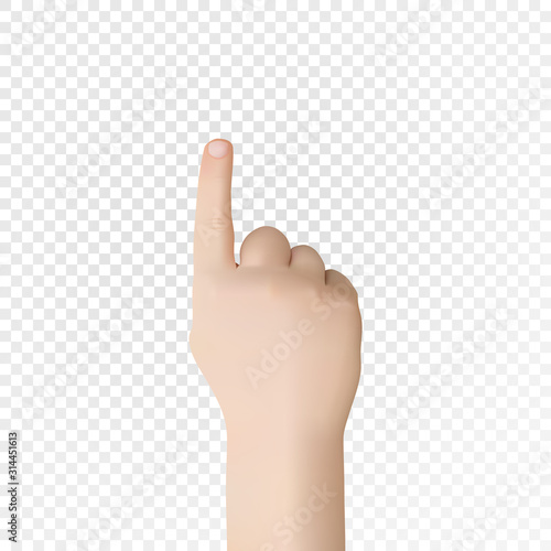 Realistic 3D hild hand with an index finger. Vector eps10.