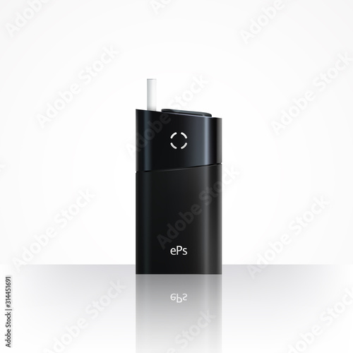 Smoke electronic glo cigarette icon. Realistic illustration of white electronic cigarette. Vector icon for web design