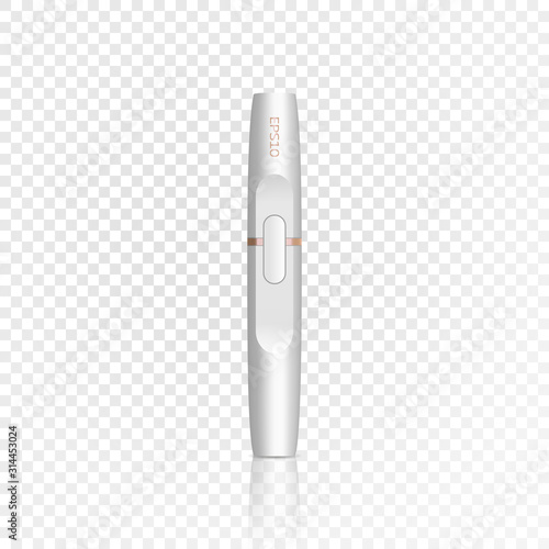 Smoke electronic iqos cigarette icon. Realistic illustration of white electronic cigarette. Vector icon for web design