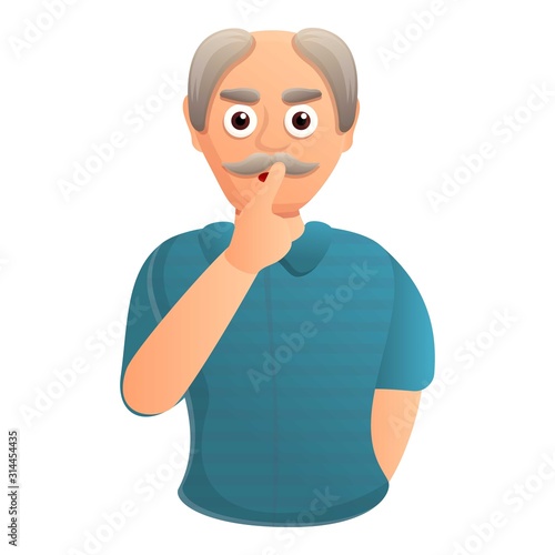 Senior man silence icon. Cartoon of senior man silence vector icon for web design isolated on white background