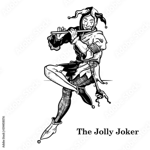joker card vector illustration black and white