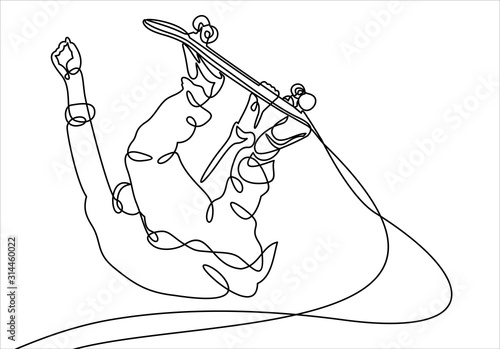 Skater continuous line vector illustration