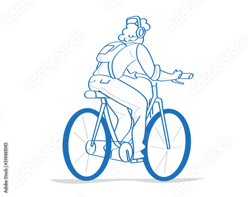 Uomo in bici, ciclista, giro in bici - Illustrazione vettoriale