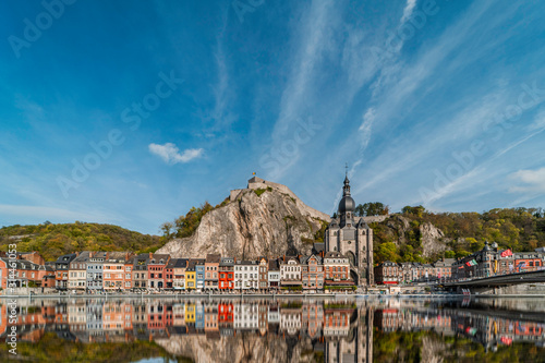 Vászonkép Dinant Belgium, ancient city europe. colourful. waterfront, river