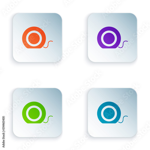Color Dental floss icon isolated on white background. Set icons in square buttons. Vector Illustration