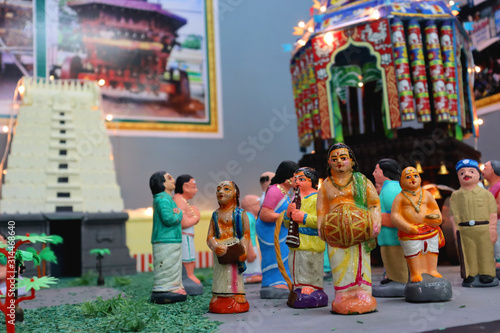 Golu dolls in temple with instruments © Keerthi