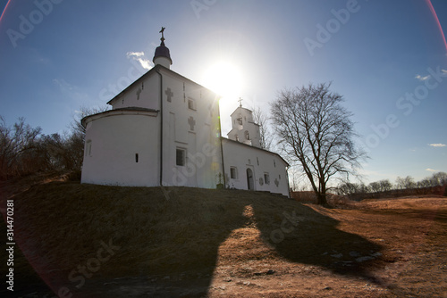 The Church of St. Nicholas on the ancient Truvor settlement in Izborsk. photo