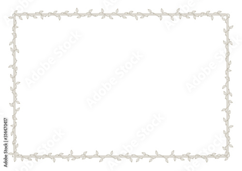 Vector frame overgrown with plant with thorns and leaves. Dark background