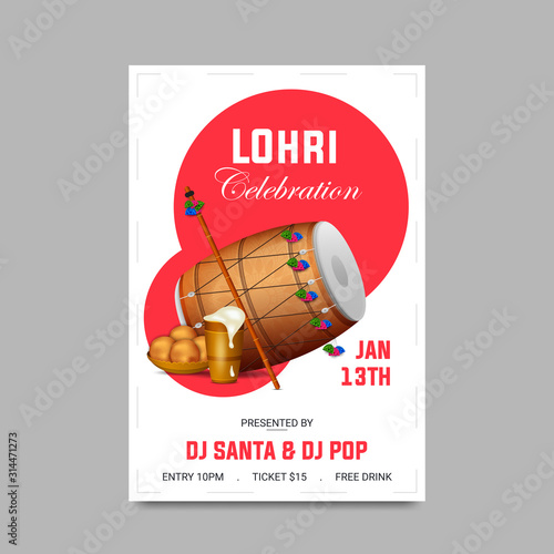 Happy Lohri illustration background for Punjabi harvest festival - Vector