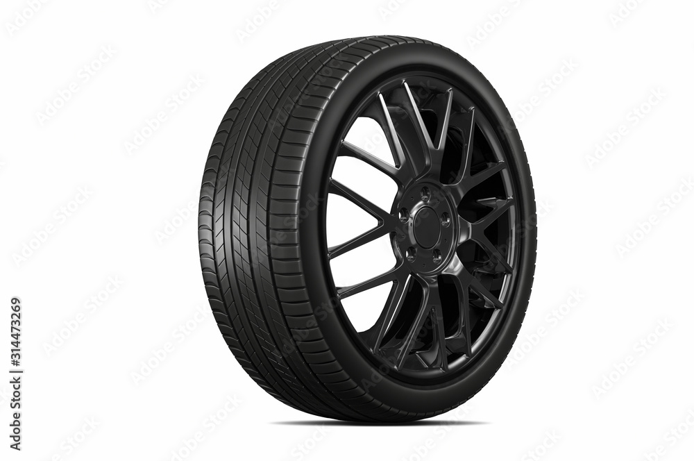 3d rendering Car tires isolated on white background.