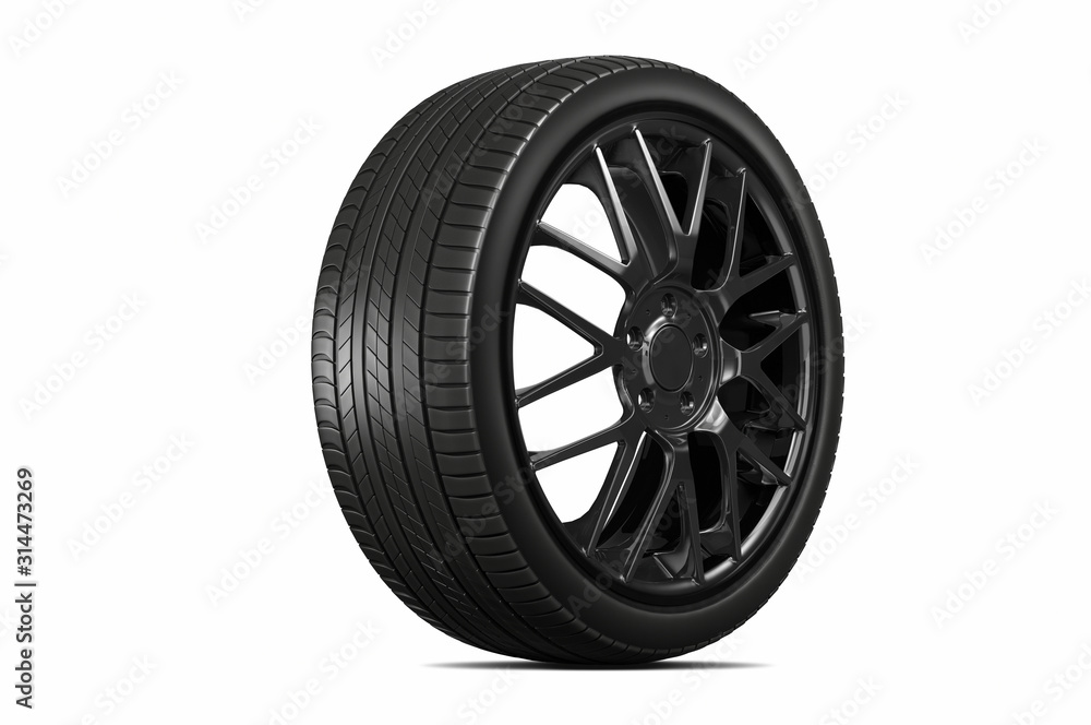 3d rendering Car tires isolated on white background. 3d rendering Car tires isolated on white background.
