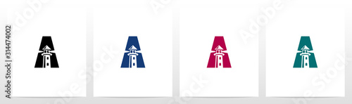 Lighthouse On Letter Logo Design A