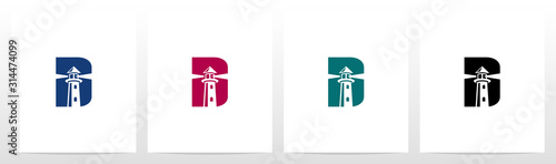 Lighthouse On Letter Logo Design D