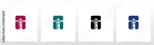 Lighthouse On Letter Logo Design O