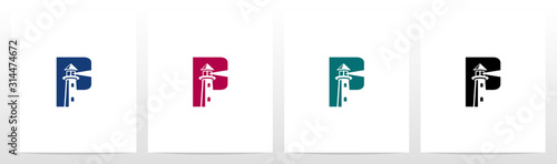 Lighthouse On Letter Logo Design P