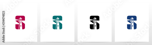 Lighthouse On Letter Logo Design S