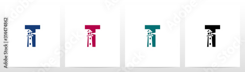 Lighthouse On Letter Logo Design T
