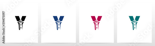Lighthouse On Letter Logo Design Y