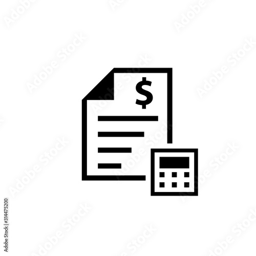 Cost estimate silhouette icon. Clipart image isolated on white background