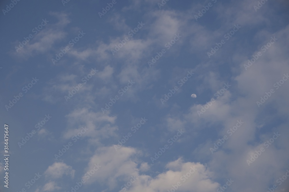 Blue sky with moon Blue sky with moon