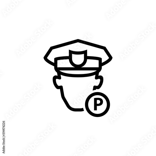 Parking enforcement officer outline icon. Clipart image isolated on white background