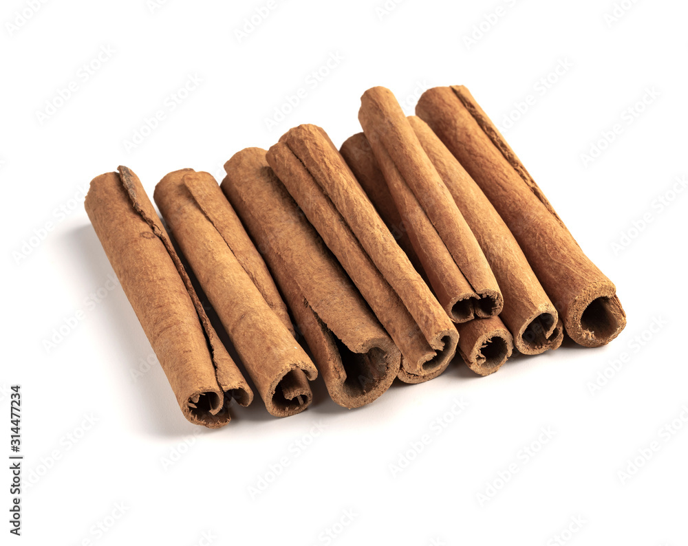 Cinnamon sticks isolated on white background