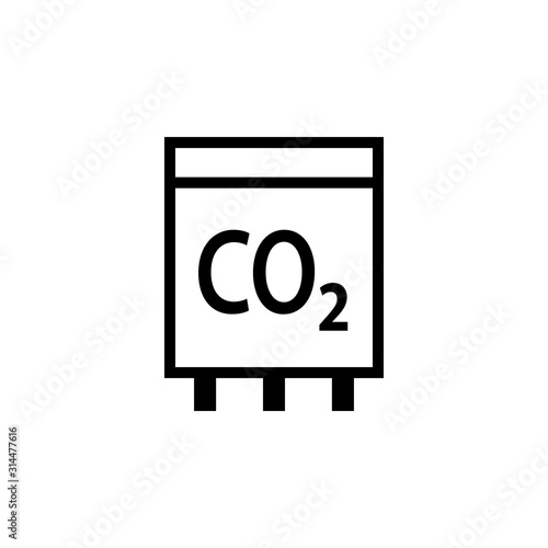 Sensor CO2 black and white icon. Clipart image isolated on white background