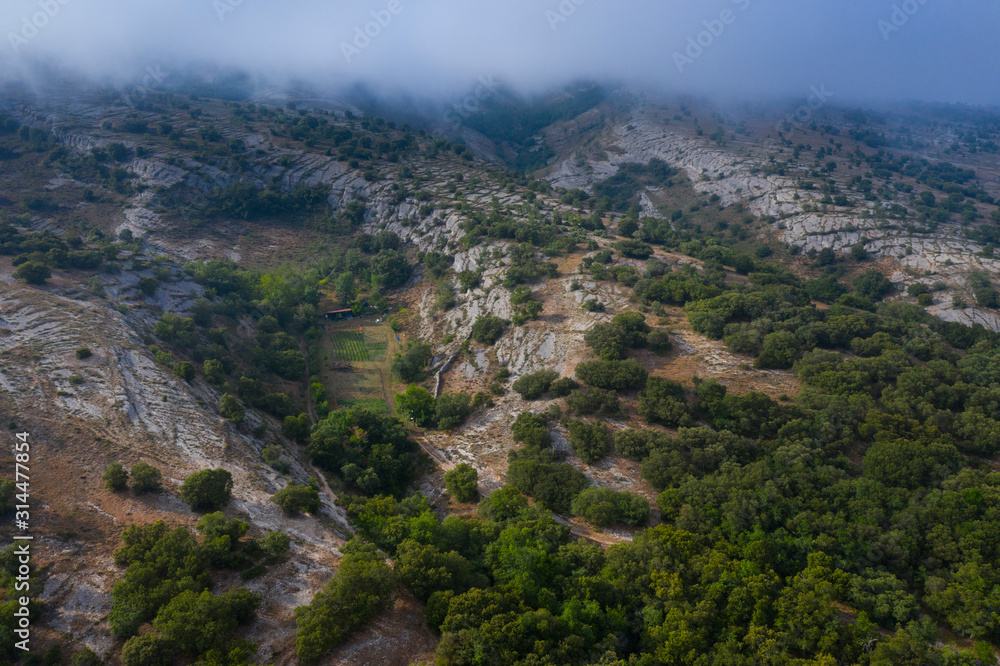 Aerial View, Geological Landscape, Lastras de las Heras, Valle de Losa, Junta de Traslaloma, Las Merindades, Burgos, Castilla y Leon, Spain, Europe