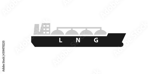 Large lng tanker glyph icon. Clipart image isolated on white background