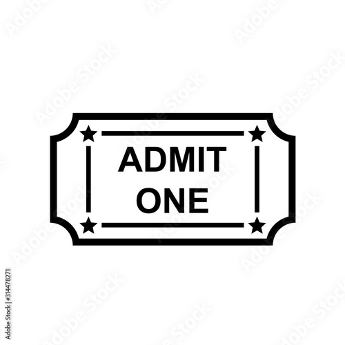 Admit one ticket outline icon. Clipart image isolated on white background