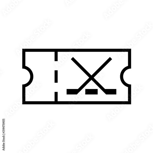 Ice hockey ticket outline icon. Clipart image isolated on white background
