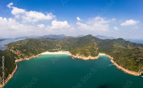 Aerial view of the stunning Sai Kung peninsula with remote beaches in Hong Kong new territories © jakartatravel